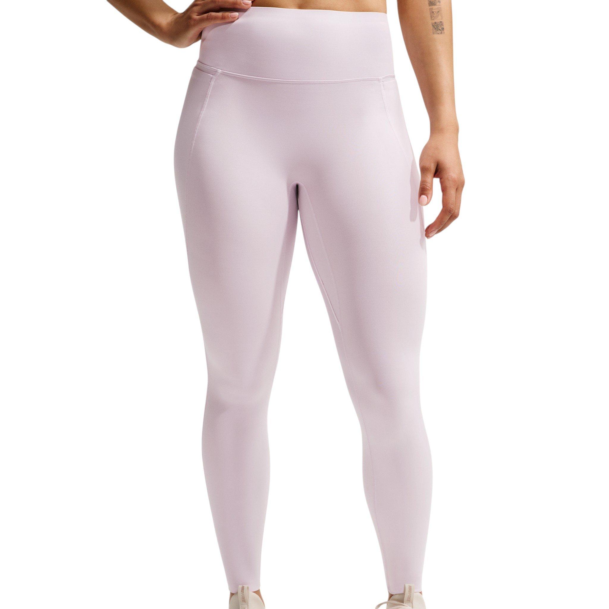 Nike Women's Universa High-Waisted 7/8 Leggings with No Front Seam - Bleached Lilac/Pink - BLEACHED LILAC/PINK